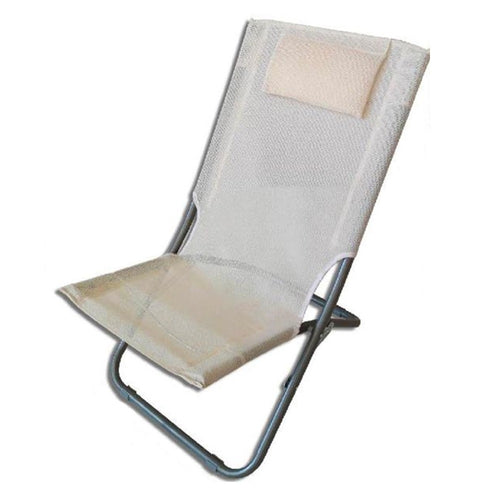 Spiaggina Con Cuscino Testiera Crema Textilene 57x47x95cm Pieghevole Portatile 281034
