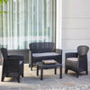 Set Salotto Giardino Divano 2 Poltrone Tavolino Cuscini Effetto Rattan Antracite 156043