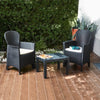 Set Salotto Con Tavolino 2 Poltrone Antracite Effetto Rattan Con Cuscini Giardino 591042