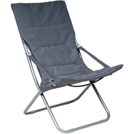 Spiaggina Sedia Canapone In Acciaio Tessuto Imbottito Pieghevole Relax Grigio 3994184