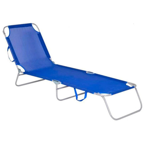 Lettino In Textilene Blu Per Mare Giardino Schienale Regolabile In 3 Posizioni 281045