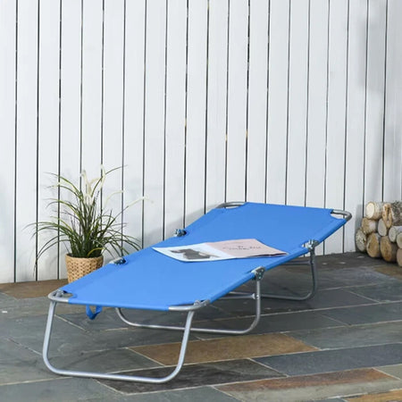 Lettino In Textilene Blu Per Mare Giardino Schienale Regolabile In 3 Posizioni 281045