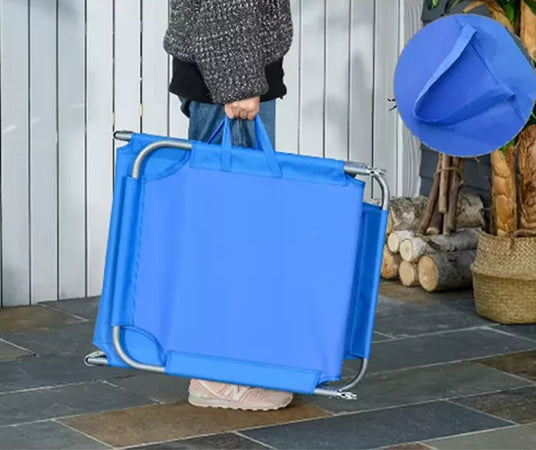 Lettino In Textilene Blu Per Mare Giardino Schienale Regolabile In 3 Posizioni 281045