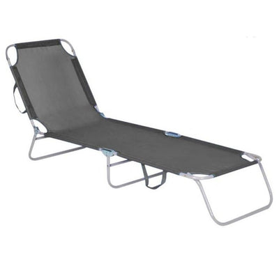 Lettino In Textilene Grigio Per Mare Giardino Schienale Regolabile In 3 Posizioni 281046