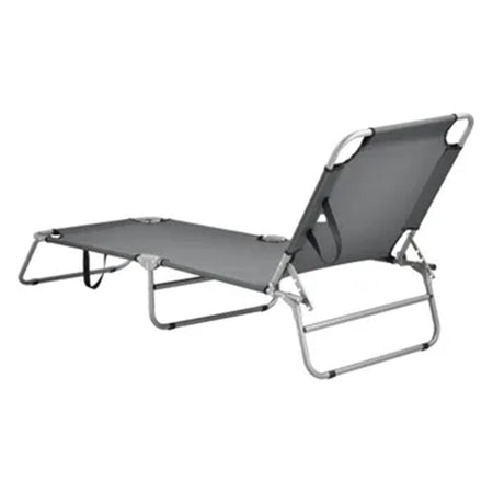 Lettino In Textilene Grigio Per Mare Giardino Schienale Regolabile In 3 Posizioni 281046