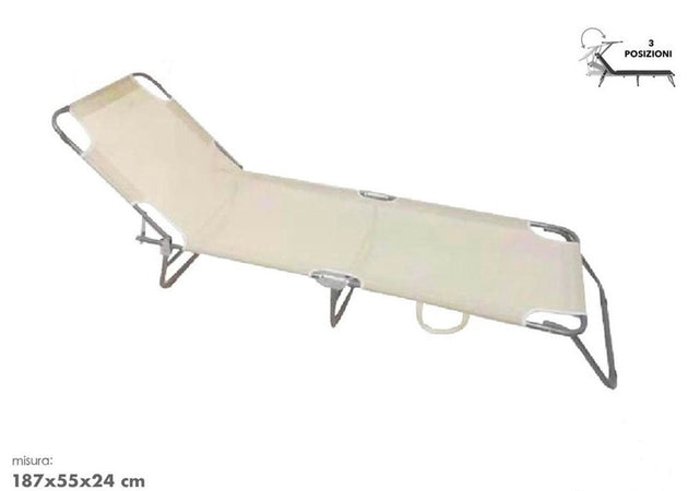 Lettino In Textilene Crema Per Mare Giardino Schienale Regolabile In 3 Posizioni 281047