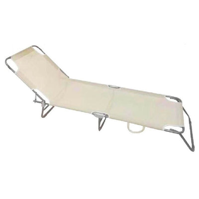 Lettino In Textilene Crema Per Mare Giardino Schienale Regolabile In 3 Posizioni 281047
