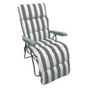 Sedia A Sdraio Con Cuscino Imbottito A Righe Bianca Grigia 73x60x102 Cm Poltrona 512003