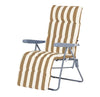 Sedia A Sdraio Con Cuscino Imbottito A Righe Bianca Tortora 73x60x102 Cm Poltrona 512004