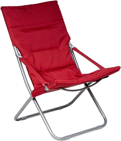 Spiaggina Sedia Canapone In Acciaio Tessuto Imbottito Pieghevole Relax Rosso 3994182