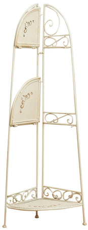 Biscottini Etagere ad angolo multifunzione richiudibile in ferro battuto finitura bianca anticata L40xPR28xH110 cm