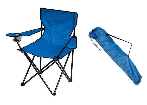 Sedia Da Campeggio Pieghevole In Acciaio Poliestere Blu Con Sacca 50x50x80cm 6624020