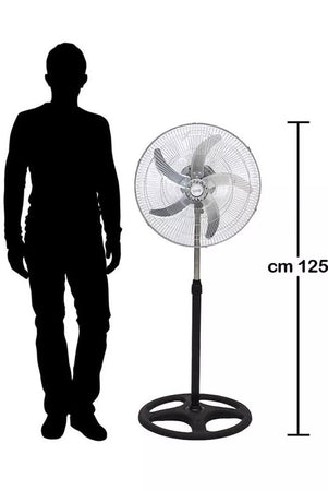 Ventilatore In Acciaio 65w A Piantana Antiribaltamento Con 5 Pale 3 Velocità 6057001ml