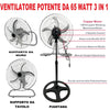 Ventilatore 3in1 A Piantana Tavolo Muro 50cm 65 Watt Con 5 Pale 3 Velocità 6057002ml