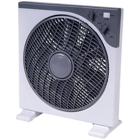 Ventilatore Quadrato Box Fan 45 Watt 30 Cm Con Timer Bianco Grigio 5 Pale 5340054