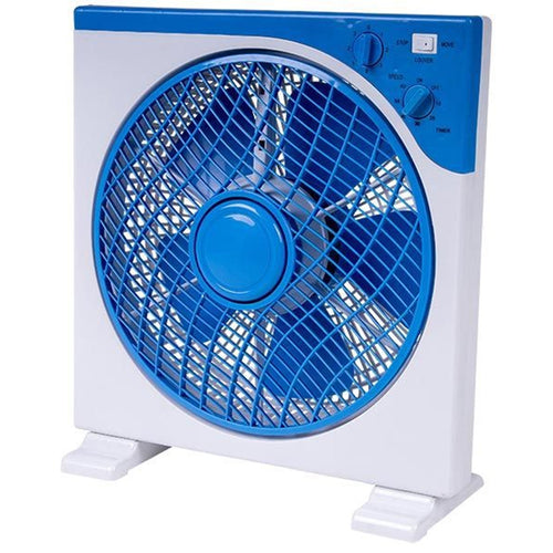 Ventilatore Quadrato Box Fan 45 Watt 30 Cm Con Timer Bianco Azzurro 5 Pale 5340055