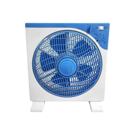 Ventilatore Quadrato Box Fan 45 Watt 30 Cm Con Timer Bianco Azzurro 5 Pale 5340055