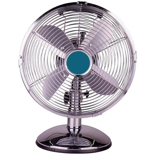 Ventilatore Da Tavolo Vintage Silver 40w Con 4 Pale In Alluminio Cavo 1,8mt 6506012