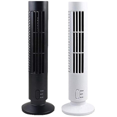 Ventilatore Verticale A Torre Senza Pale Portatile Ricarica Usb 3w 2 Velocita' 11x34cm