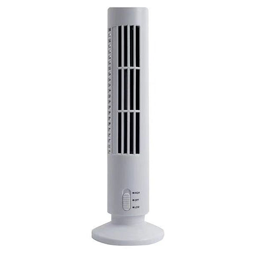 Ventilatore Verticale A Torre Senza Pale Portatile Ricarica Usb 3w 2 Velocita' 11x34cm