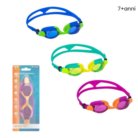 Occhialini Da Nuoto Piscina  In Silicone Per Bambini 7-14 Anni Ocean Crest 3 Colori 21065