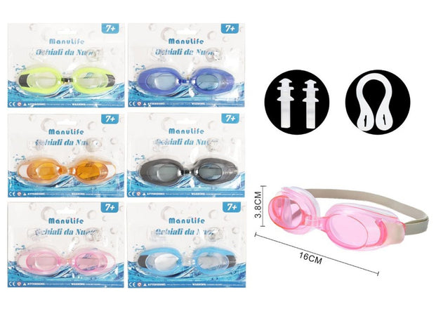 Occhialini Nuoto Con Tappi Per Orecchie Naso Piscina Antiappannamento 6 Colori 605429