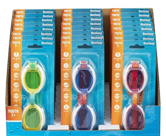 Box 24 Pz Occhiali Da Nuoto Piscina Per Bambini Ragazzi 7+ Anni Da 3 Colori 30217