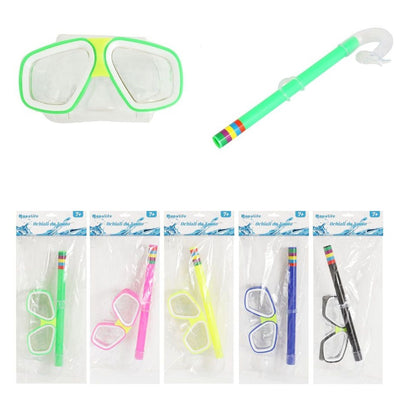 Set Da Piscina Nuoto Per Bambini 7+ Anni Maschera 16x10cm + Boccaglio 5 Colori 605414