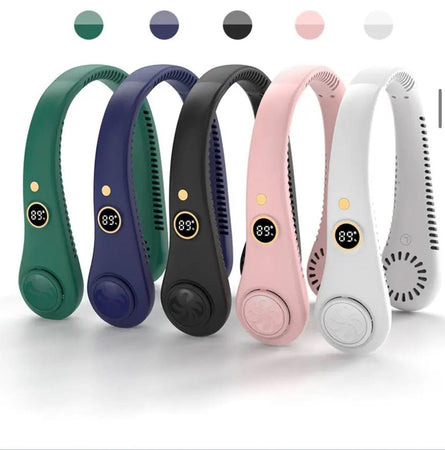 Ventilatore Portatile Da Collo Ricaricabile Usb 9000mah 5 Velocità Indicatore Batteria