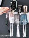 Portaspazzolino Adesivo Multifunzione Organizer Per Spazzolino Denti Con 4 Tazze + 4 Slot