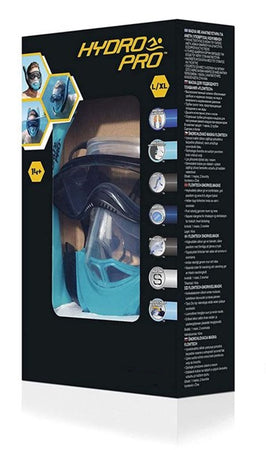 Maschera L/xl Con 2 Boccagli Da Snorkeling Sub Per Mare Piscina Hydro-pro 24058