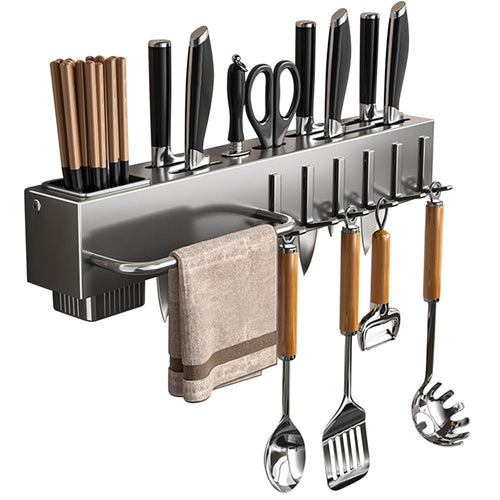 Porta Utensili Con 6 Ganci Adesivo Appendi Mestoli Porta Coltelli Gadget Da Cucina