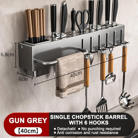 Porta Utensili Con 6 Ganci Adesivo Appendi Mestoli Porta Coltelli Gadget Da Cucina