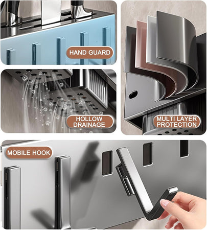 Porta Utensili Con 6 Ganci Adesivo Appendi Mestoli Porta Coltelli Gadget Da Cucina