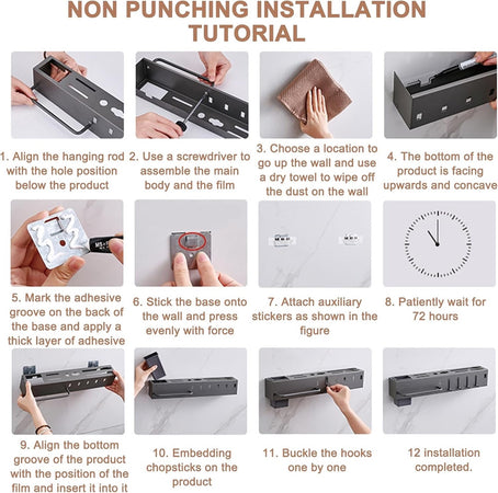 Porta Utensili Con 6 Ganci Adesivo Appendi Mestoli Porta Coltelli Gadget Da Cucina