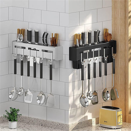 Supporto Per Coltelli In Acciaio Multifunzionale A Parete Mensola Da Cucina 50 Cm
