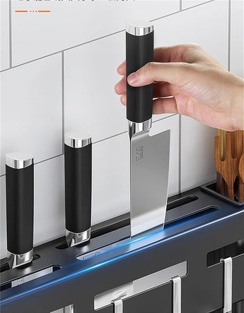 Supporto Per Coltelli In Acciaio Multifunzionale A Parete Mensola Da Cucina 50 Cm