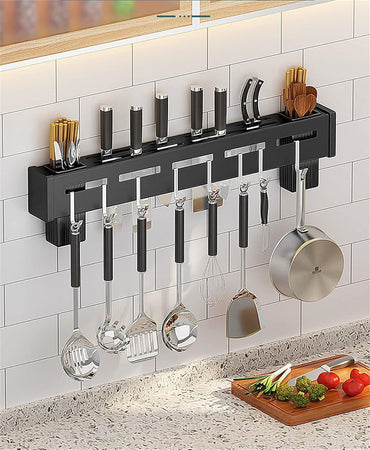 Supporto Per Coltelli In Acciaio Multifunzionale A Parete Mensola Da Cucina 50 Cm