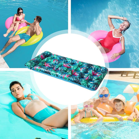 Materassino Gonfiabile Galleggiante Con Poggiatesta Per Piscina 21 Fori 180x85cm 628529