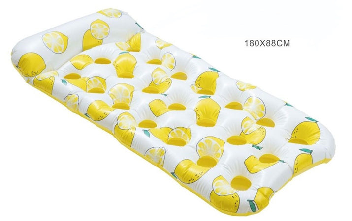 Materassino Galleggiante Gonfiabile Con Poggiatesta Piscina Design Limoni 180x88cm 628530