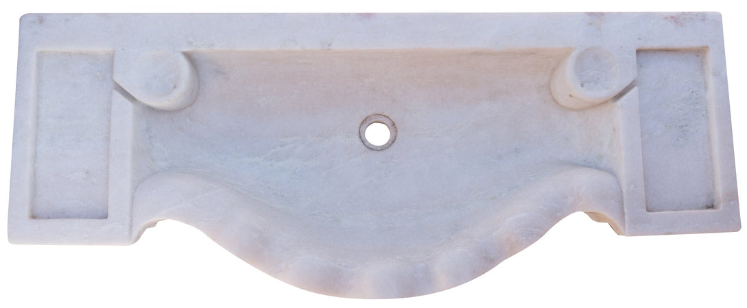 Biscottini Lavandino Marmo Bianco Biscottini Vasca Fatta a Mano Design 114x45x18 Unico