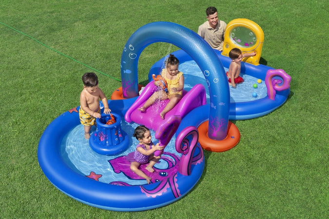 Play Center Gonfiabile Sea Odyssey Piscina Scivolo Per Bambini 330x188x117cm 53167