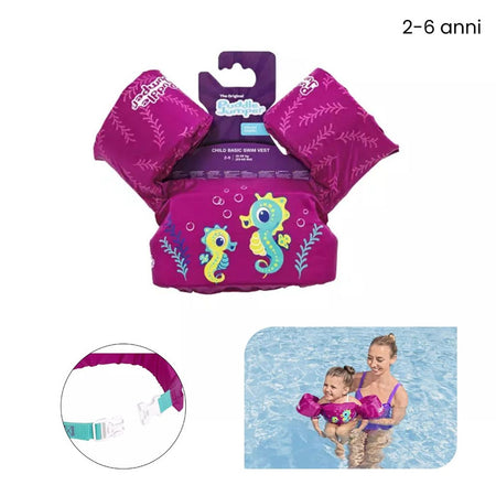 Gilet Salvagente Per Bambini Cavallucci Marini Giubbotto Galleggiante Con Braccioli 90136