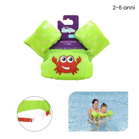 Gilet Salvagente Per Bambini Design Granchio Giubbotto Galleggiante Con Braccioli 90137