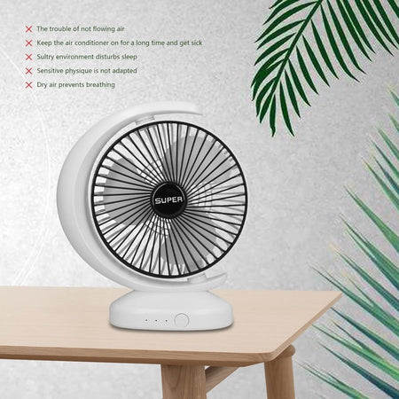 Ventilatore Da Tavolo Usb Silenziosa Con Rotazione Testa Flusso D'aria A 3 Livelli