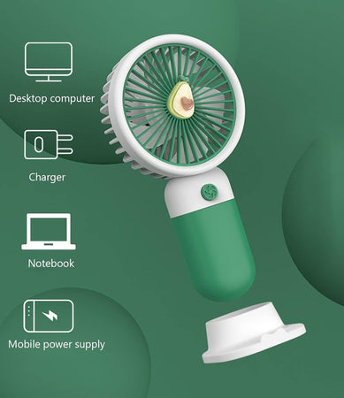 Mini Ventilatore A Mano Batteria Ricaricabile Usb Portatile Tascabile Viaggio Con Base