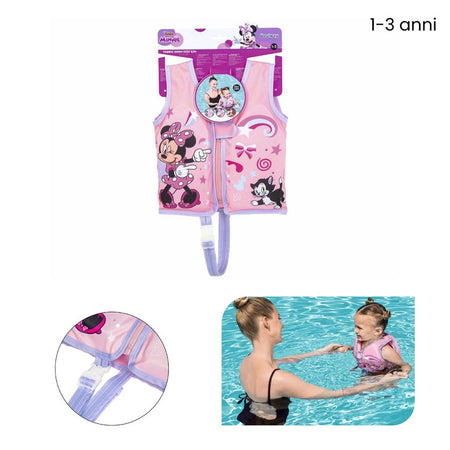 Gilet Cuscinetti In Schiuma Salvagente Giubbotto Minnie Trainer Bambine 1-3 Anni 9101b