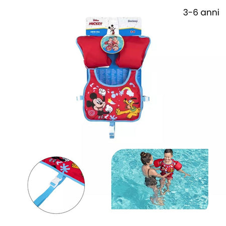 Giubbotto Giubbetto Salvagente Gilet Nuoto Swim Pal Mickey Per Bambini 3-6 Anni 9101c