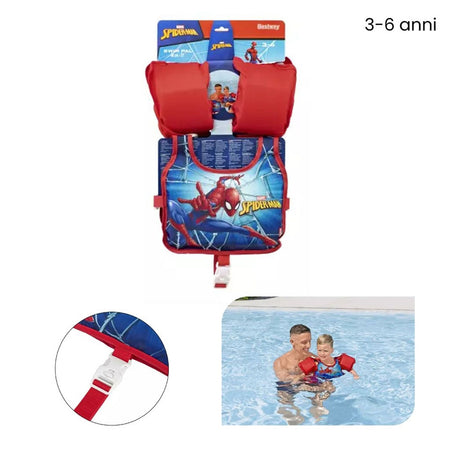 Giubbetto Giubbotto Braccioli Spiderman Bambini 3-6 Anni Galleggiante Salvagente 98795