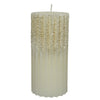 Candela decorativa in cera rigata con Glitter color Bianco Lana